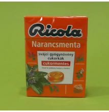 Ricola Narancsmenta Gyógynövényes Cukormentes Cukorka 40g