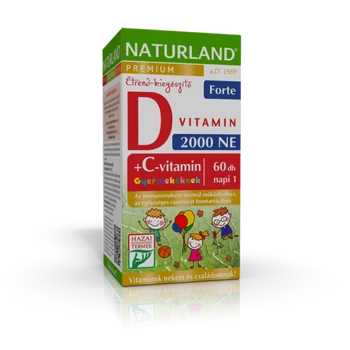  Naturland D3 Forte rágótabletta c-vitaminnal gyerekeknek 60db