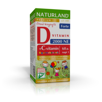  Naturland D3 Forte rágótabletta c-vitaminnal gyerekeknek 60db