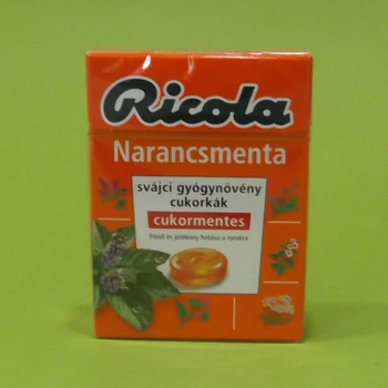 Ricola Narancsmenta Gyógynövényes Cukormentes Cukorka 40g